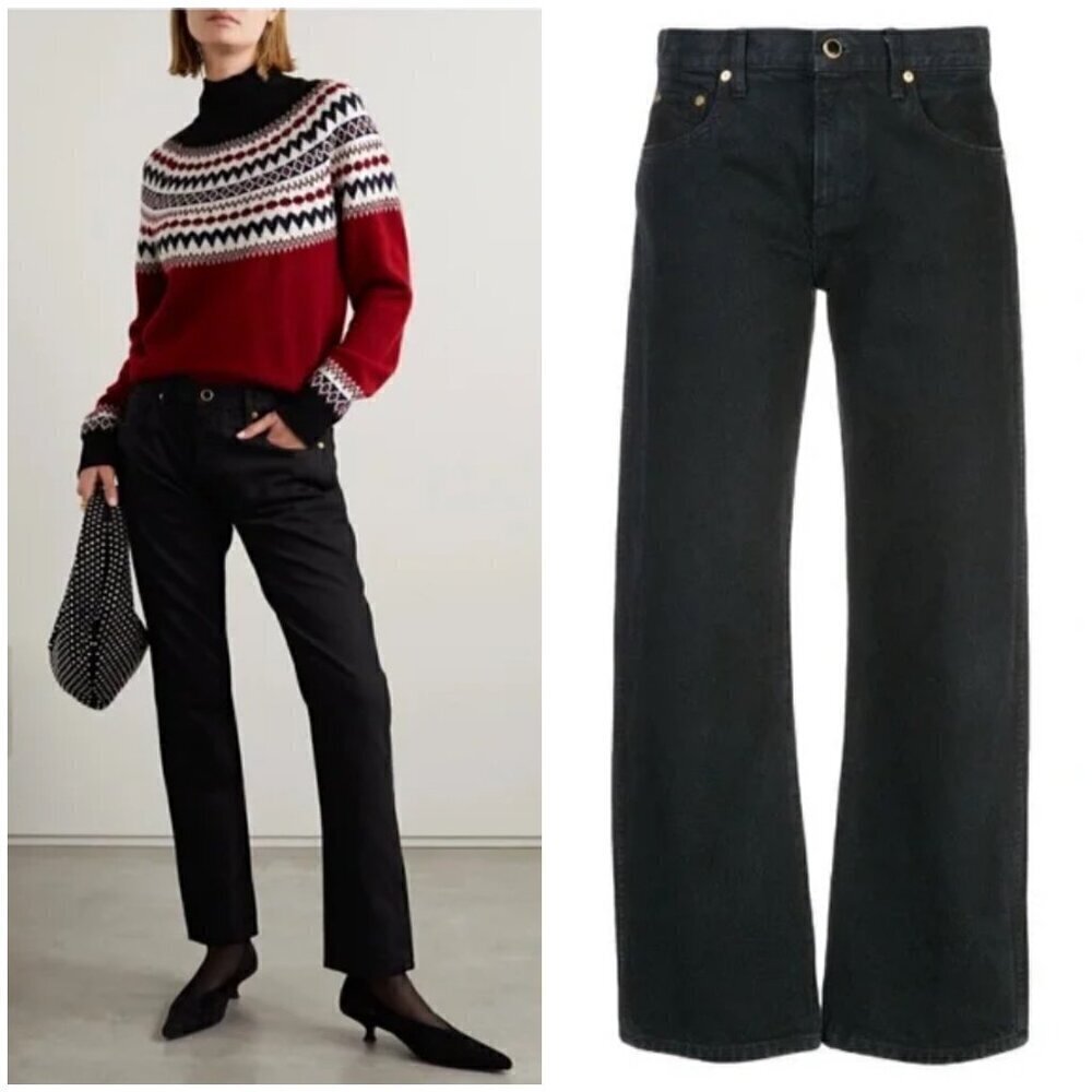 💕KHAITE💕 The Kyle Low Rise Straight Leg Jeans ~ Wilcox Faded Black 28 NWT